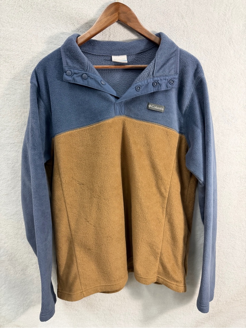Columbia Flattop Ridge Quarter Snap Men’s Two-Tone Blue & Brown Fleece Pullover